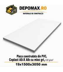 Placa coextrudata PVC Coplast AS-X Alb cu miez gri 0.67 g/cm3, 19x1500x3050 mm Placa coextrudata PVC Coplast AS-X Alb cu miez gri 0.67 g/cm3, 19x1500x3050 mm
